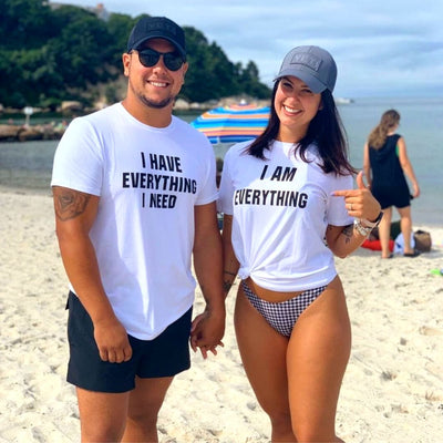 BigProStore I Have Everything I Need And I Am Everything Matching Couple T-Shirts Mens Womens Couple Shirts White BPS08162313 S / S
