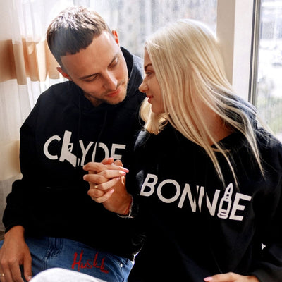 BigProStore Clyde And Bonnie Matching Couple Hoodies Mens Womens Couple Hoodies Black BPS08162309
