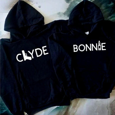 BigProStore Clyde And Bonnie Matching Couple Hoodies Mens Womens Couple Hoodies Black BPS08162309