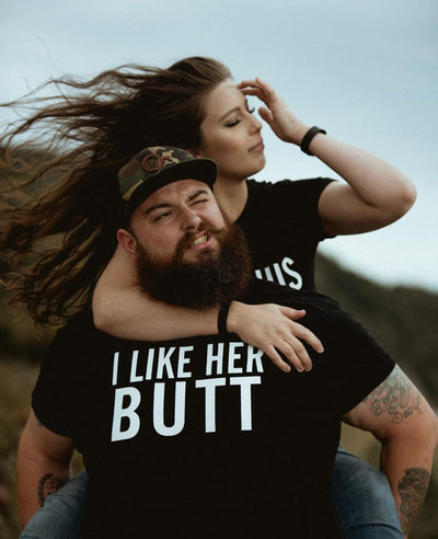 BigProStore I Like His Beard I Like Her Butt Matching Couple T-Shirts Mens Womens Couple Shirts Black BPS08162312