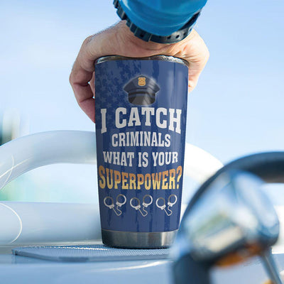 BigProStore Personalized Law Enforcement Stainless Steel Tumbler Police I Catch Criminals Custom Insulated Tumbler Double Wall Cup 20 Oz 20 oz Personalized Police Tumbler Cup