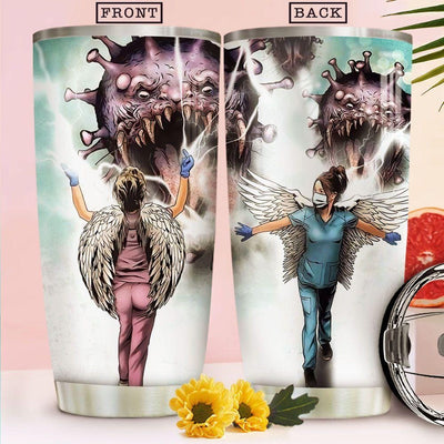 BigProStore Personalized Nurse Practitioner Tumbler Design Nurse Angel Custom Insulated Tumbler Double Wall Cup With Lid 20 Oz 20 oz Personalized Nurse Tumbler