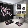 BigProStore Bathroom Accessories Set Cherry Blossom Pink Black Shower Curtain Home Bath Decor Blossom Bathroom Sets / Standard (180x180cm | 72x72in) Blossom Bathroom Sets