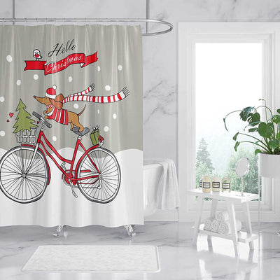 BigProStore Weiner Puppy Print Shower Curtains Christmas Dachshund Home Bath Decor Dachshund Gifts For Her Dachshund Shower Curtain