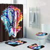 BigProStore Elephant Shower Curtain Water Color Elephant Bathroom Set 4pcs Wildlife Bathroom Decor BPS6113 Standard (180x180cm | 72x72in) Bathroom Sets