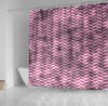 BigProStore Bathroom Curtain Grungy Pink Herringbone Shower Curtain Small Bathroom Decor Ideas Herringbone Shower Curtain / Small (165x180cm | 65x72in) Herringbone Shower Curtain