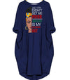 BigProStore African American Dresses July 4th Didn't Set Me Free Juneteenth Is My Independence Day Pretty Black American Girl Long Sleeve Pocket Dress African Print Styles Navy Blue / S (4-6 US)(8 UK) Women Dress