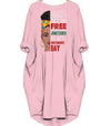 BigProStore African American Dresses July 4th Didn't Set Me Free Juneteenth Is My Independence Day Pretty Black American Girl Long Sleeve Pocket Dress African Print Styles Pink / S (4-6 US)(8 UK) Women Dress