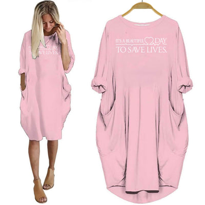 BigProStore Nurse Shirt It's A Beautiful Day To Save Lives Women Dress Pink / S Women Dress