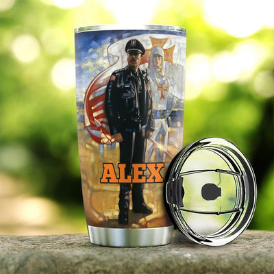 BigProStore Personalized Cop Tumbler Cup Police Officer I Can Do All Things Customized Tumbler Double Walled Vacuum Insulated Cup 20 Oz 20 oz Personalized Police Tumbler Cup