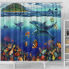 BigProStore Dolphin Fish Shower Curtain Decor Reef Serenade John Shower Curtain Liner Dolphin Shower Curtain / Small (165x180cm | 65x72in) Dolphin Shower Curtain