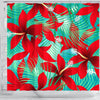 BigProStore Hawaii Bath Curtain Tropical Red Hibiscus Shower Curtain Small Bathroom Decor Ideas Hawaii Shower Curtain / Small (165x180cm | 65x72in) Hawaii Shower Curtain