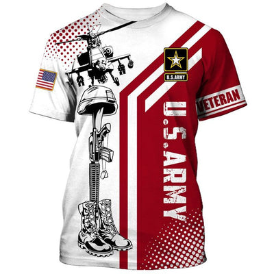 BigProStore Us Military Clothing U.S.Army White Red USA Army Hoodie - Sweatshirt - Tshirt - Zip Hoodie T-shirt / S