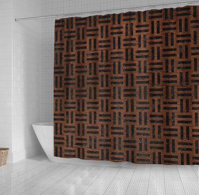 BigProStore Shower Curtain Decor Woven Black Marble Amp Dull Brown Le Shower Curtain Bathroom Decor Ideas Herringbone Shower Curtain / Small (165x180cm | 65x72in) Herringbone Shower Curtain