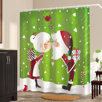 BigProStore Christmas Tree Shower Curtain Winter I Love You Polyester Water Proof Material Bathroom Decor 3 Sizes Christmas Shower Curtain / Small (165x180cm | 65x72in) Christmas Shower Curtain