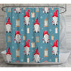 BigProStore Christmas Gnome Shower Curtain Gnome Blue Grey Polyester Water Proof Material Home Bath Decor 3 Sizes Gnome Shower Curtain / Small (165x180cm | 65x72in) Gnome Shower Curtain