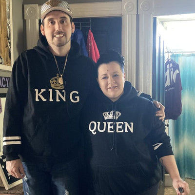 BigProStore King and Queen Matching Couple Hoodies Mens Womens Couple Hoodies Black BPS08162305