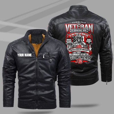 BigProStore Veteran Leather Jacket A Veteran Is Someone Who At One Point In Their Life Veterans Day Gifts M Leather Jacket