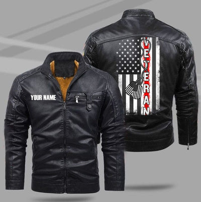 BigProStore Veteran Leather Jacket USA Flag Proud Men Women Veterans Day Gifts M Leather Jacket