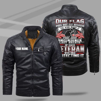 BigProStore Veteran Leather Jacket US Flag Proud of Veteran Who Died Protecting It Men Women Veterans Day Gifts M Leather Jacket