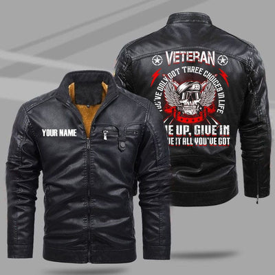 BigProStore Veteran Leather Jacket You've Ony Got 3 Choices In Life Veterans Day Gifts M Leather Jacket