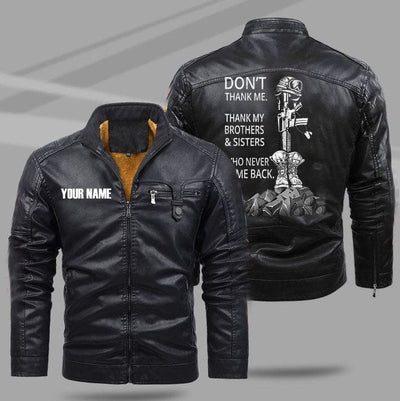BigProStore Veterans Day Gifts Don't Thank Me Thank my Brothers And Sisters Who Never Came Back Leather Jacket M Leather Jacket