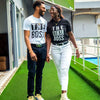 BigProStore The Boss And The Real Boss Matching Couple T-Shirts Mens Womens Couple Shirts Black White BPS08162316