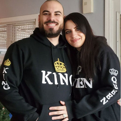 BigProStore King and Queen Matching Couple Hoodies Mens Womens Couple Hoodies Black BPS08162303 S / S