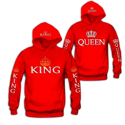 BigProStore King and Queen Matching Couple Hoodies Mens Womens Couple Hoodies Red BPS08162304
