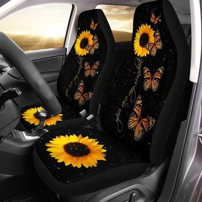 BigProStore Sunflower Car Seat Covers You Are My Sunshine Butterfly Design Universal Car Seat Protector Set Of 2 Universal Fit (Set of 2 Car Seat Covers) Car Seat Covers