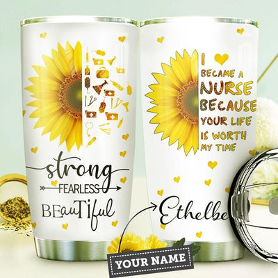 BigProStore Personalized Scrub Life Coffee Tumbler Strong Fearless Custom Insulated Tumbler Double Wall Cup Stainless Steel 20 Oz 20 oz Personalized Nurse Tumbler