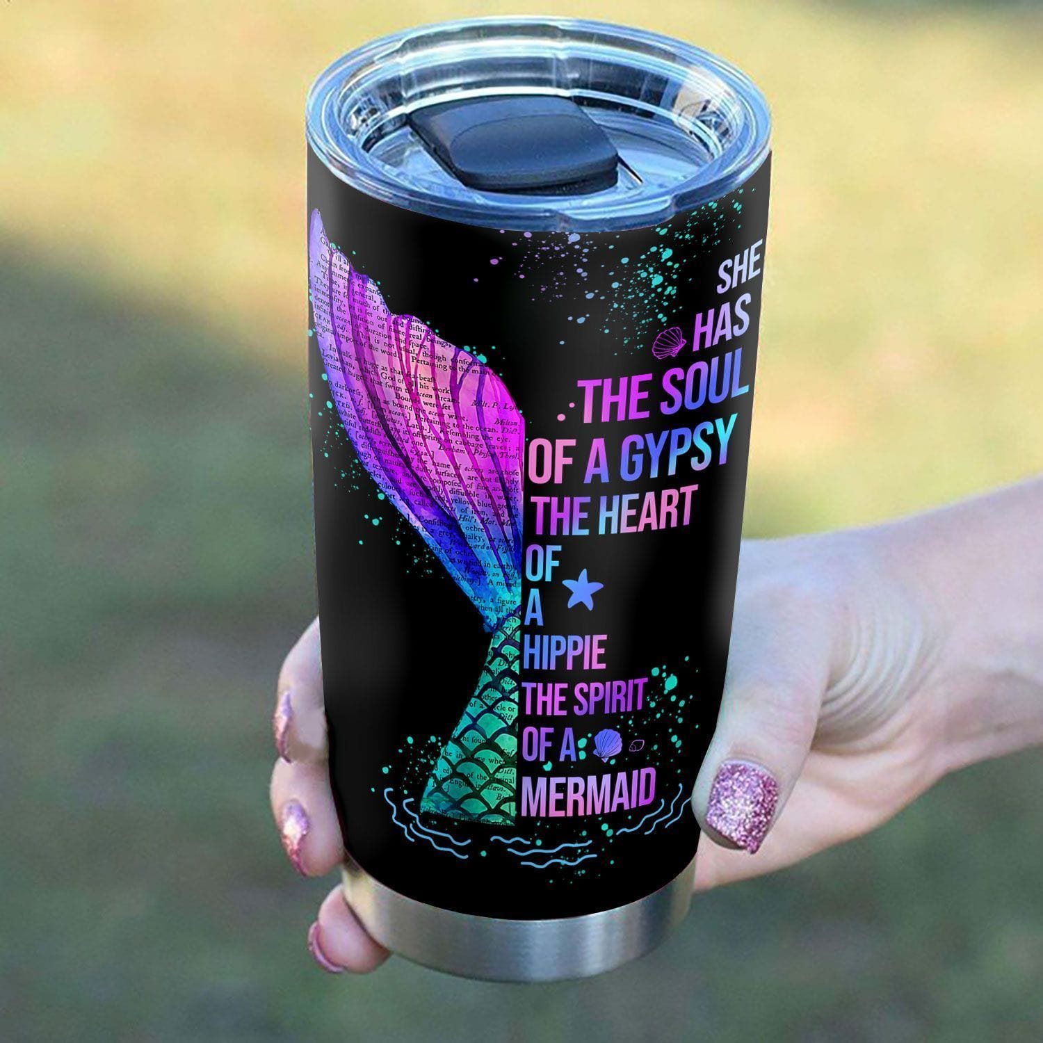 Custom Name Studded Tumbler Personalized Tumbler With Mermaid Logo 24oz  Matte Iridescent Tumbler With Straw Birthday Gifts for Her 