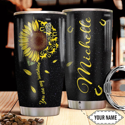 BigProStore Personalized Horse Stainless Steel Tumbler Horse Sunflower Custom Tumbler Cups Horse Riding Gifts 20 oz Horse Tumbler