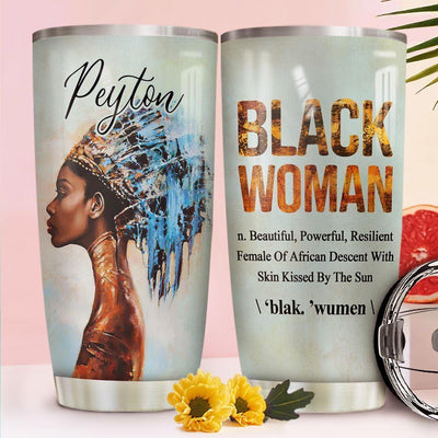 BigProStore Personalized Melanin Women Tumbler Black Woman Custom Cups With Lids Pro Black Gift Ideas 20 oz Stainless Steel Tumbler