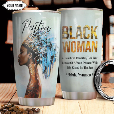 BigProStore Personalized Melanin Women Tumbler Black Woman Custom Cups With Lids Pro Black Gift Ideas 20 oz Stainless Steel Tumbler