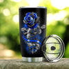 BigProStore Personalized Cop Tumbler Ideas Blue Rose Police Custom Insulated Tumbler Double Wall Cup Stainless Steel 20 Oz 20 oz Personalized Police Tumbler Cup