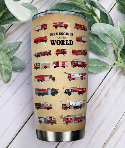 BigProStore Personalized Firefighter Gifts Tumbler Ideas Firefighter Truck Custom Printed Tumbler Double Wall Cup Stainless Steel 20 Oz 20 oz Personalized Firefighter Tumbler