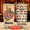 BigProStore Personalized Firefighter Gifts Tumbler Ideas Firefighter Truck Custom Printed Tumbler Double Wall Cup Stainless Steel 20 Oz 20 oz Personalized Firefighter Tumbler