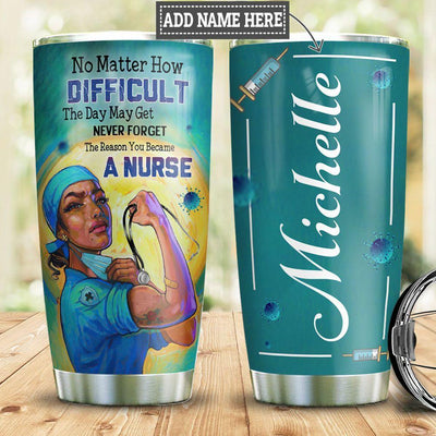 BigProStore Personalized Nursing Tumbler Ideas Nurse Life No Matter How Difficult Custom Coffee Tumbler Double Wall Cup With Lid 20 Oz 20 oz Personalized Nurse Tumbler