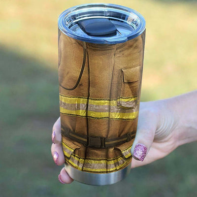 BigProStore Personalized Firefighter Epoxy Tumbler Design Firefighter Clothing Custom Iced Coffee Tumbler Double Wall Cup Stainless Steel 20 Oz 20 oz Personalized Firefighter Tumbler