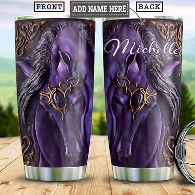 BigProStore Personalized Horse Stainless Steel Tumbler Horse Violet Custom Coffee Tumbler Personalised Horse Gifts 20 oz Horse Tumbler