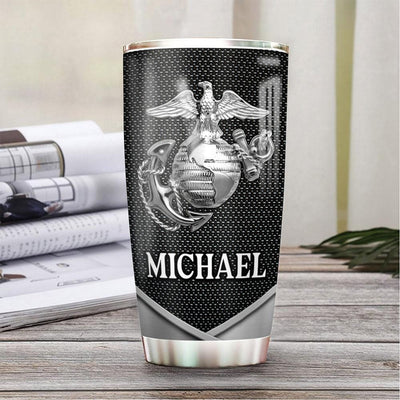 BigProStore Personalized Us Army Thermal Cup Metal Grumpy Marine Corps Veteran Custom Iced Coffee Tumbler Double Wall Cup 20 Oz 20 oz Personalized Veteran Tumbler