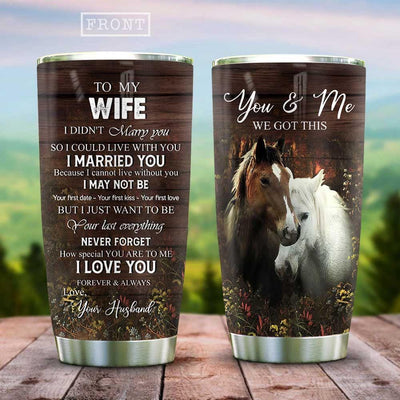 BigProStore Personalized Horse Thermal Cups Horse Couple To My Wife Custom Glitter Tumblers Gift Ideas For Horse Lovers 20 oz Horse Tumbler
