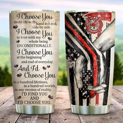 BigProStore Personalized Firefighter Epoxy Glitter Tumbler Firefighter I Choose You Custom Name Tumbler Double Wall Cup With Lid 20 Oz 20 oz Personalized Firefighter Tumbler