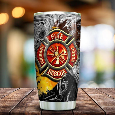 BigProStore Personalized Fire Coffee Tumbler 3D Firefighter Symbol Custom Insulated Tumbler Double Walled Vacuum Insulated Cup 20 Oz 20 oz Personalized Firefighter Tumbler
