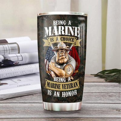 BigProStore Personalized Us Army Tumbler Ideas Being A Marine Veteran Is An Honor Custom Coffee Tumbler Double Wall Cup 20 Oz 20 oz Personalized Veteran Tumbler
