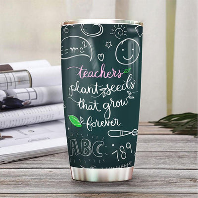 BigProStore Personalized Funny Teacher Glitter Tumbler Teacher Plant Seed That Grow Custom Crayon Iced Coffee Tumbler Double Wall Cup With Lid 20 Oz 20 oz Personalized Teacher Tumbler Cup