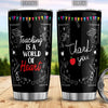 BigProStore Personalized Funny Teacher Tumbler Ideas Teaching Is A Work Of Heart Custom Printed Tumbler Double Wall Cup 20 Oz 20 oz Personalized Teacher Tumbler Cup