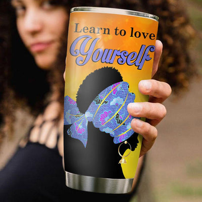 BigProStore Personalized African American Girl Tumbler Colourful Afro Women Black Custom Cups With Lids Black Girl Gift Ideas 20 oz Stainless Steel Tumbler