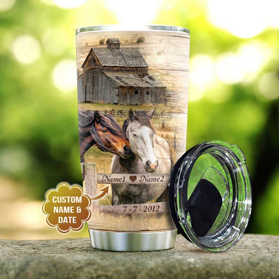 BigProStore Personalized Horse Coffee Tumbler Horse Couple Custom Coffee Tumbler Gift Ideas For Horse Lovers 20 oz Horse Tumbler